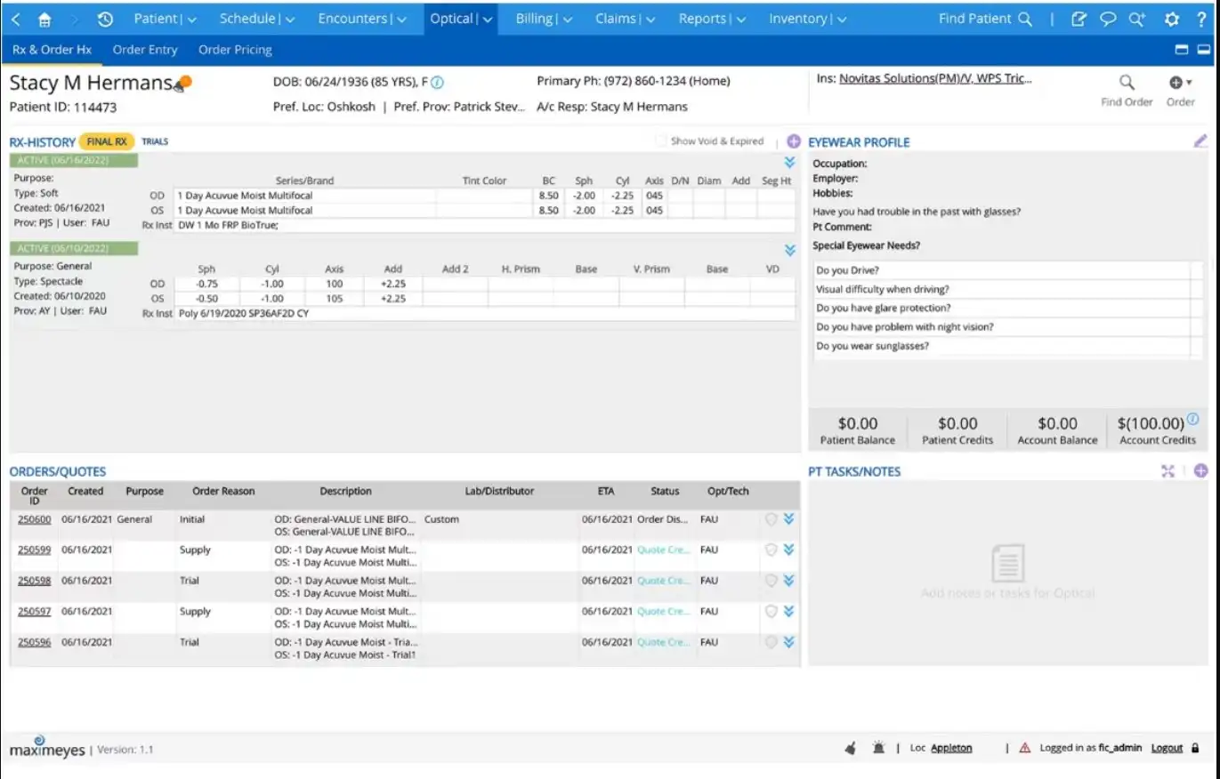 MaximEyes EHR Software EHR and Practice Management Software