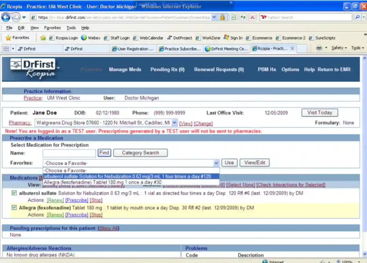 Rcopia-MU e-Prescribing System EHR and Practice Management Software